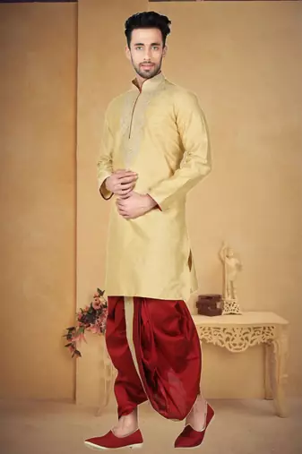 Gold Bangalore Silk Kurta Pajama
