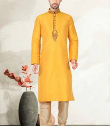 Yellow Bangalore Silk Kurta Pajama