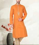 Mustard Bangalore Silk Kurta Pajama