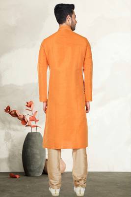Mustard Bangalore Silk Kurta Pajama 4