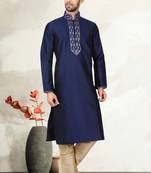 Navy Blue Art Silk Kurta Pajama