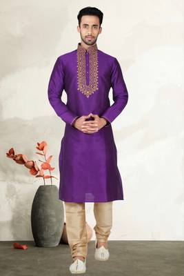 Purple Art Silk Kurta Pajama 1