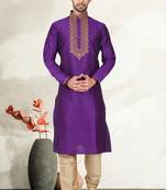 Purple Art Silk Kurta Pajama