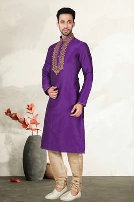 Purple Art Silk Kurta Pajama 2