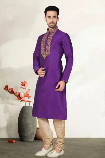 Purple Art Silk Kurta Pajama