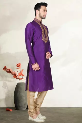 Purple Art Silk Kurta Pajama