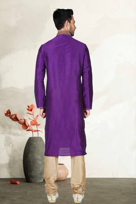 Purple Art Silk Kurta Pajama 4