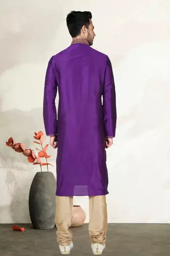 Purple Art Silk Kurta Pajama