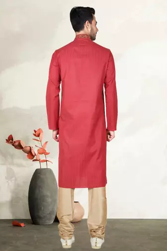 Indian Poshakh Maroon Synthetic Kurta Pajama