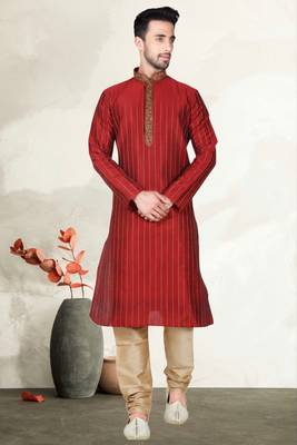 Indian Poshakh Maroon Art Silk Kurta Pajama 1