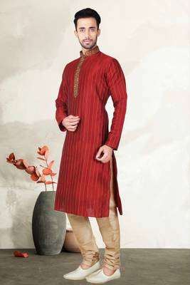 Indian Poshakh Maroon Art Silk Kurta Pajama 2