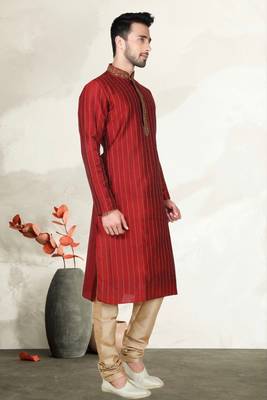 Indian Poshakh Maroon Art Silk Kurta Pajama 3