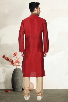 Indian Poshakh Maroon Art Silk Kurta Pajama 4