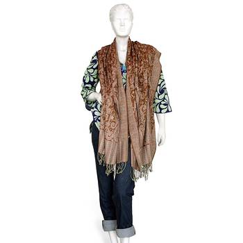 Hand Weaved Embroidery Reversible Warm Scarf Stole 2