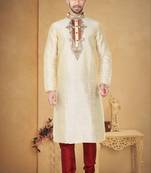 Indian Poshakh Fawn Art Silk Kurta Pajama