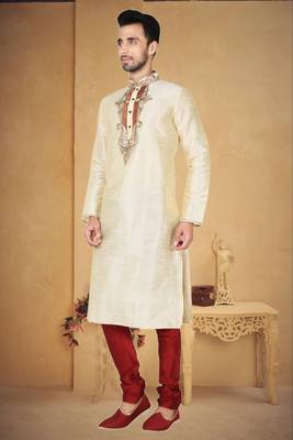 Indian Poshakh Fawn Art Silk Kurta Pajama 2