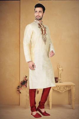 Indian Poshakh Fawn Art Silk Kurta Pajama 3
