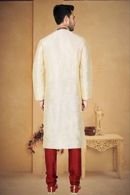 Indian Poshakh Fawn Art Silk Kurta Pajama 4
