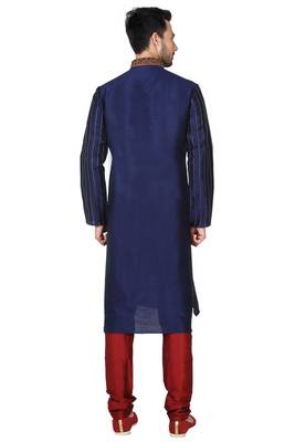 Indian Poshakh Navy Blue Art Silk Kurta Pajama 2