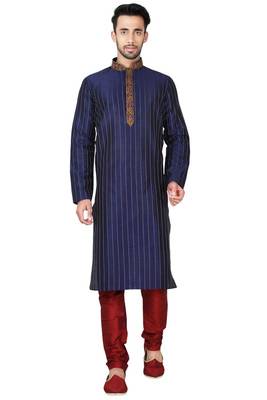 Indian Poshakh Navy Blue Art Silk Kurta Pajama 3