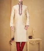 Indian Poshakh Gold Art Silk Kurta Pajama