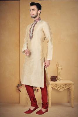 Indian Poshakh Gold Art Silk Kurta Pajama 2