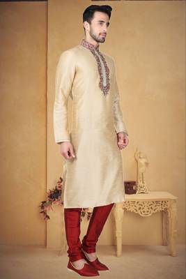 Indian Poshakh Gold Art Silk Kurta Pajama 3