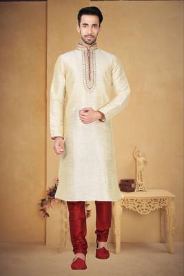 Indian Poshakh Fawn Art Silk Kurta Pajama 1