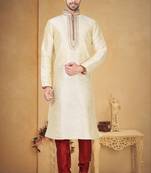 Indian Poshakh Fawn Art Silk Kurta Pajama