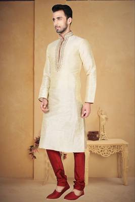 Indian Poshakh Fawn Art Silk Kurta Pajama 3