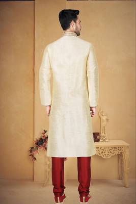 Indian Poshakh Fawn Art Silk Kurta Pajama 4