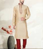 Indian Poshakh Fawn Art Silk Kurta Pajama