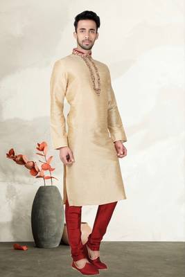 Indian Poshakh Fawn Art Silk Kurta Pajama 3