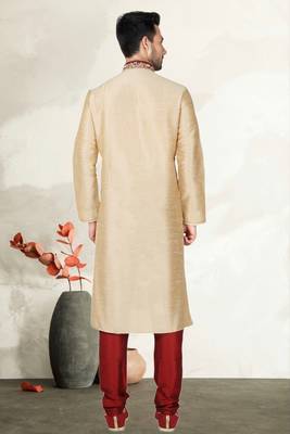 Indian Poshakh Fawn Art Silk Kurta Pajama 4
