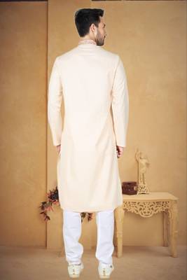 Indian Poshakh Cream Moonga Silk Kurta Pajama 4