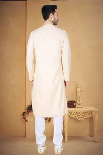 Indian Poshakh Cream Moonga Silk Kurta Pajama