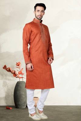 Indian Poshakh Mustard Linen Cotton Kurta Pajama 2