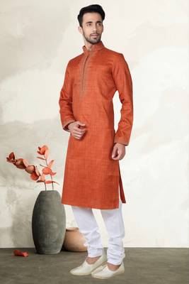 Indian Poshakh Mustard Linen Cotton Kurta Pajama 3