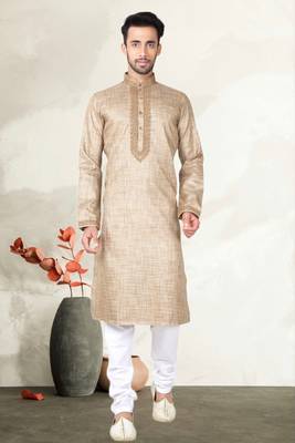 Indian Poshakh Chikkoo Linen Cotton Kurta Pajama 1