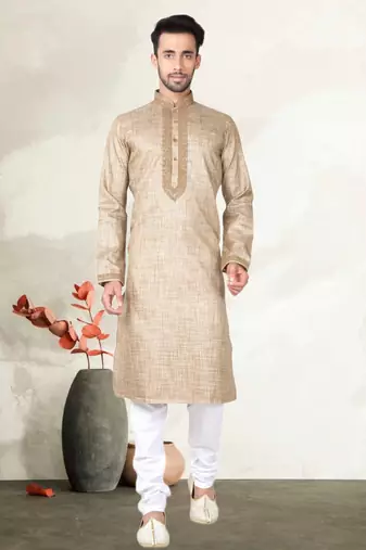 Indian Poshakh Chikkoo Linen Cotton Kurta Pajama