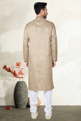 Indian Poshakh Chikkoo Linen Cotton Kurta Pajama 4