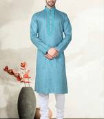 Indian Poshakh Ferozze Linen Cotton Kurta Pajama