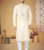 Indian Poshakh Cream Cotton Kurta Pajama