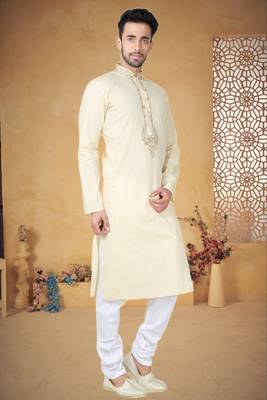Indian Poshakh Cream Cotton Kurta Pajama 2