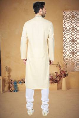 Indian Poshakh Cream Cotton Kurta Pajama 4