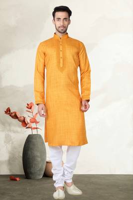Indian Poshakh Orange Cotton Kurta Pajama 1