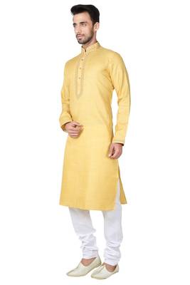 Indian Poshakh Yellow Cotton Kurta Pajama 1