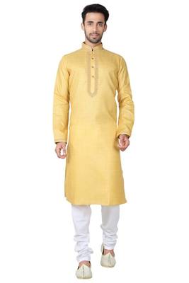 Indian Poshakh Yellow Cotton Kurta Pajama 3
