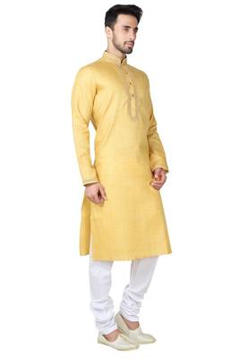 Indian Poshakh Yellow Cotton Kurta Pajama 4