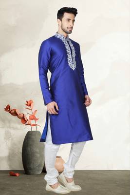 Indian Poshakh Royal Blue Tufetta Kurta Pajama 2